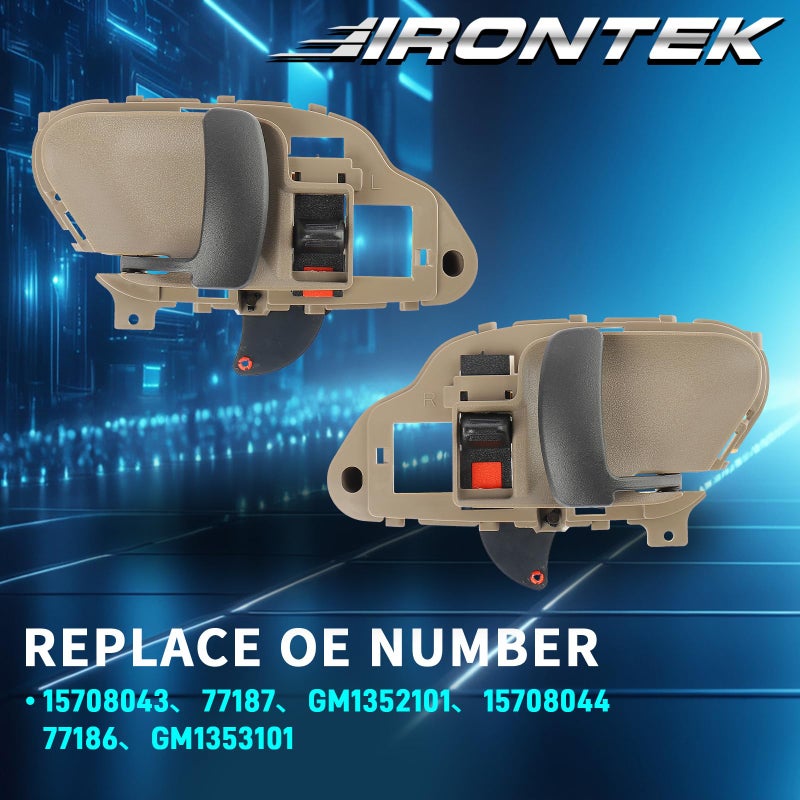 IRONTEK 1 Pair Interior Door Handle for Driver and Passenger Side Fits 95-00 Chevrolet C/K Tahoe 99-06 Chevrolet Silverado 95-00 GMC C/K Yukon 99-06 GMC Sierra Inner Door Handle #15708043 15708044 - Image 5